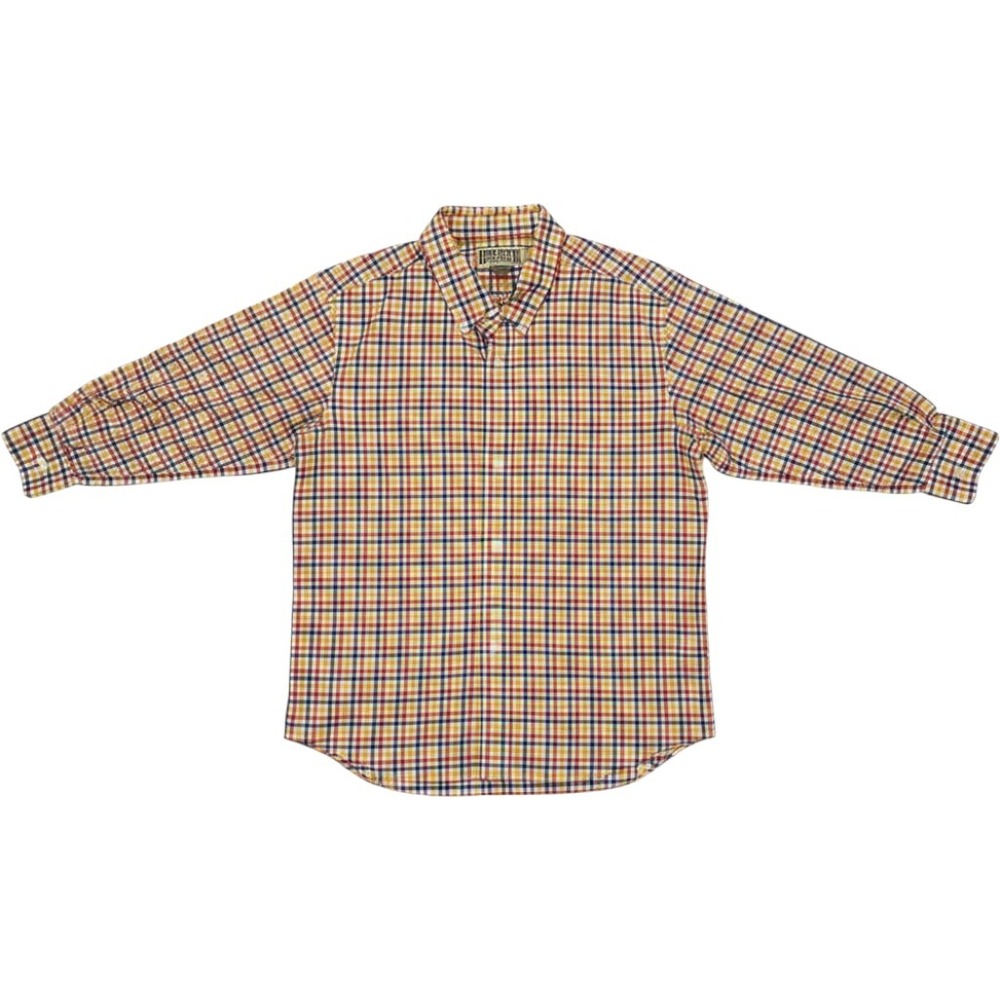 Duluth Trading Co Button Down Shirt Mens L Multi Color Plaid Trim Fit Cotton